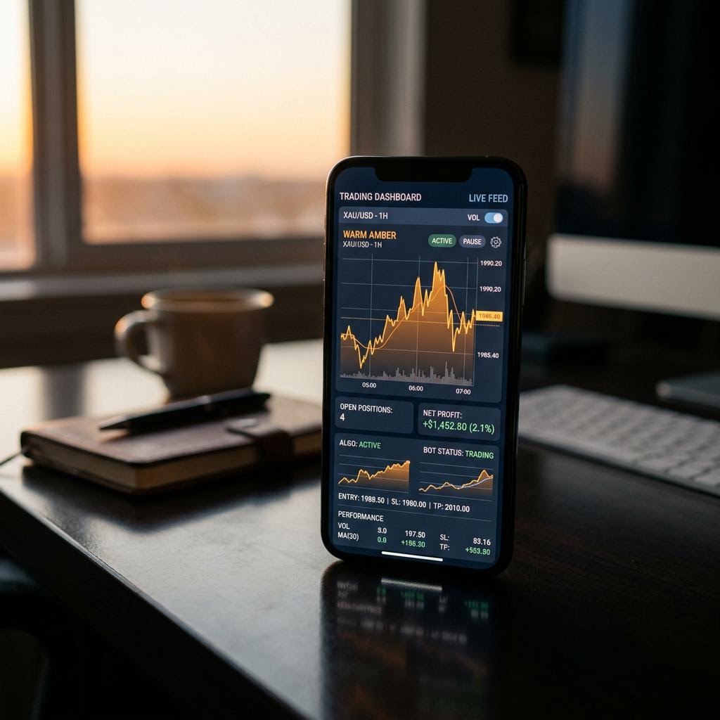 Keentradage AI crypto trading platform interface on smartphone